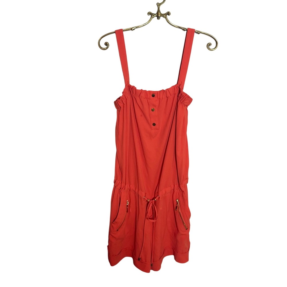 Cache Orange Strappy Button Pocket Drawstring Romper Jumpsuit Women's‎ Medium